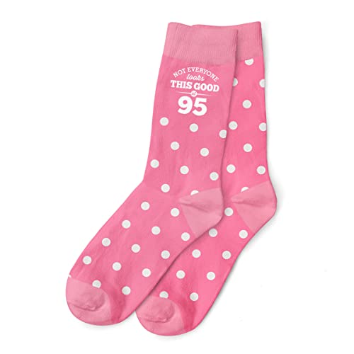 D Design Invent Print! 95th Birthday Gift Pattern Socks Women's Funny Present Keepsake for 95 Year Old Size 4 – 7 (Pink Polka Dots)