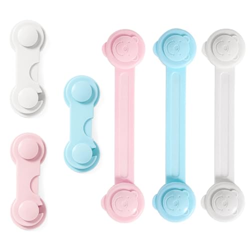 ZHITENG 12 Pezzi Blocca Cassetti per Bambini, Chiudi Cassetti Bambini Autoadesivo, Blocca Ante per Armadietto Cassetto Armadio non Necessitano Attrezzi Più Facile da Installare (Bianco, Blu, Rosa)