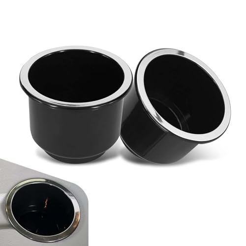 Ferianl 2PCS Car Cup Holder Insert, Recessed Drop in Plastic Cup Drink Can Holder, Large Capacity Cup Holder Replacement Accessories, Universal for RV Boat Car Couch Golf Cart (Black)