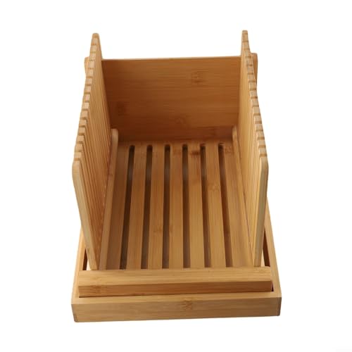 HEBEOT Tagliere per pane in legno, regolabile, guida per affettare il pane, pieghevole, per cucina, 32 x 21,2 x 19,5 cm (orizzontale)