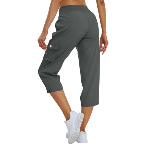 Womens Cargo Capris Lightweight Baggy Quick Dry Capri Cargo Pants Outdoor Elastic Waist Hiking Pants Crop Travel Pant3