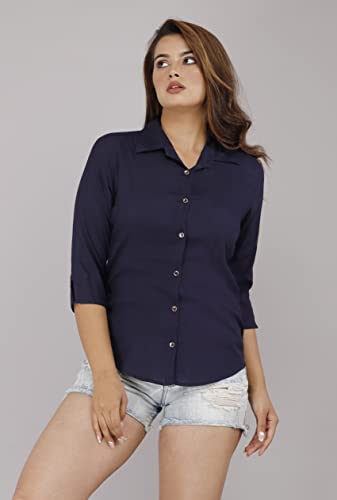Image of Women Solid Shirt for Office & Casual wear | 3 /4th Sleeves Spread Collar