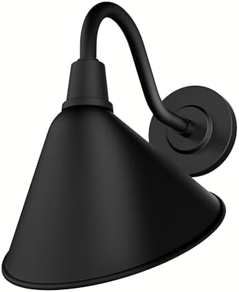 Hunter - Cassius 1-Light Matte Black Outdoor Wall Light, Dimmable, Modern Style, Cone Shaped, for Bedrooms, Kitchens, Dining, Living Rooms - 46010