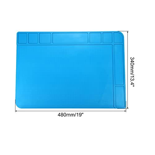 Image of MECCANIXITY Extra Large 19 inch x 13.4 inch ESD Silicone Soldering Mat Heat Insulation 932F Anti Static Electronic Repair Work Mat for Soldering Iron BGA Workbench