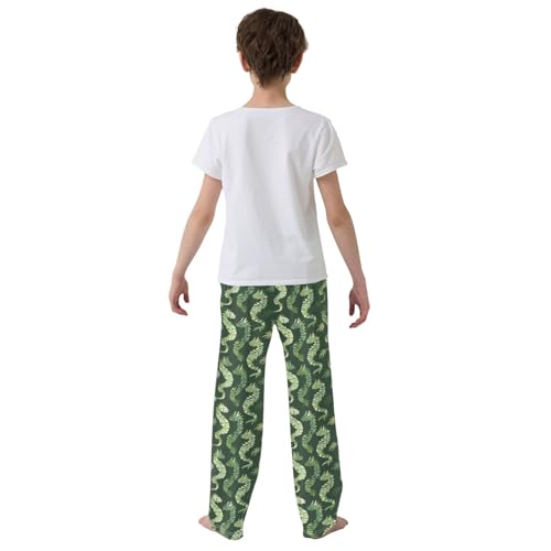 Cartoon Dragon Green Long Pajama Pants Bottoms Soft Sleepwear with Pockets3