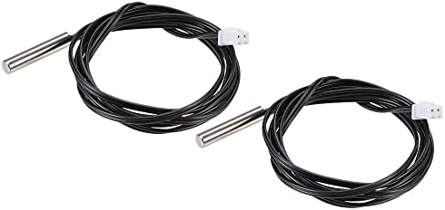 sourcing map 2pcs 100K Temperature Sensor Probe, Stainless Steel NTC Thermal Sensor Probe 30cm Digital Thermometer Extension Cable