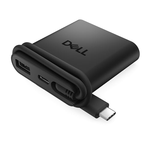 Image of Dell Pro 4-in-1 USB-C Travel Hub - DA225 - Plug and Play, Two USB-C Ports, USB-A Port, HDMI Port, Cable Length 10.63 inch, 4K @ 60Hz - Black
