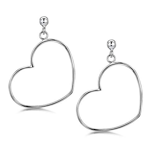 Amberta Boucles D'Oreilles Pendantes Coeur en Argent Sterling 925/1000 pour Femmes: Coeur Géométrique Cover