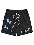 COZYEASE Men's Graphic Shorts Comfy Elastic Drawstring Casual Summer Workout Athletic Gym Shorts Black and Blue XXL