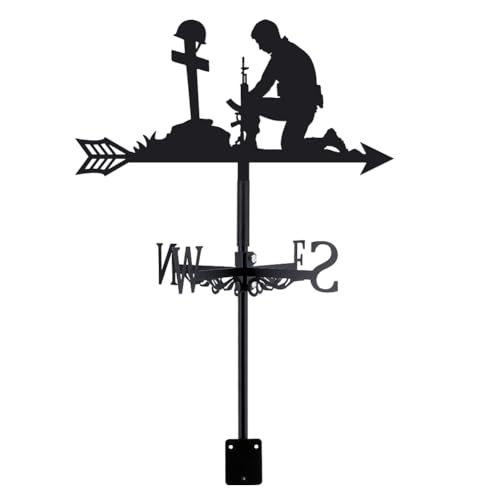 SUPERDANT Soldier Weather Vane Soldier Tombstone Weathervanes Black Metal Wind Vanes Warship Weather Vanes Weathervane Garden Ornament for Farmhouse Garden Outdoor Yard Roof Shed Paddock Decoration