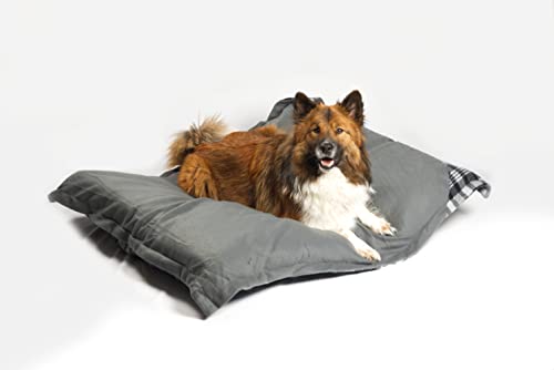 SUNNYDOGS Hundebett XXXL | waschbares Hundekissen mit Reißverschluss | graues Liegekissen für große Hunde | Wendekissen karo 120 x 100 cm