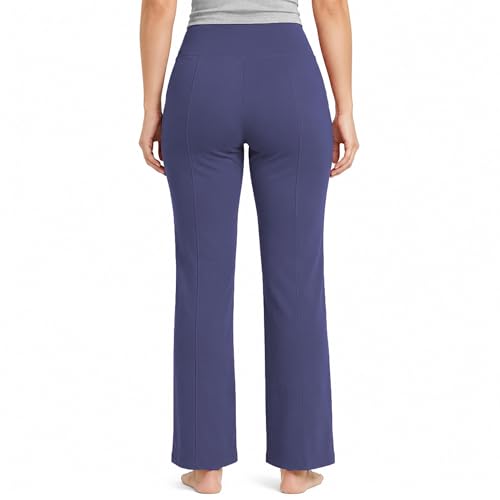 Image of NINQ Women High Waist Flare Pants Lite Regular | Smart Casual Korean Trouser for Office Wear, Gym, Sports, Travel & Daily Styling