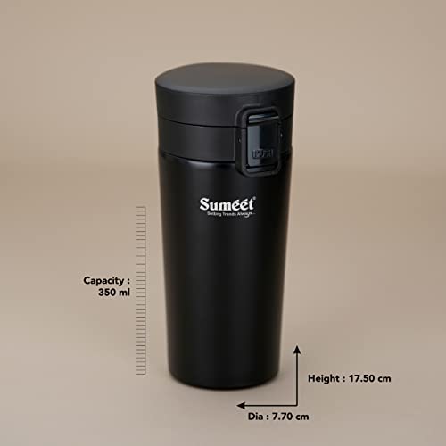Image of Sumeet Stainless Steel Vacuum Hot & Cold Travel Mug /Tumbler for Drinks,Tea and Coffee, 350ML, Pack of 1, Black