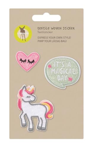 LÄSSIG Textilsticker selbstklebend/Textile Woven Sticker Unicorn