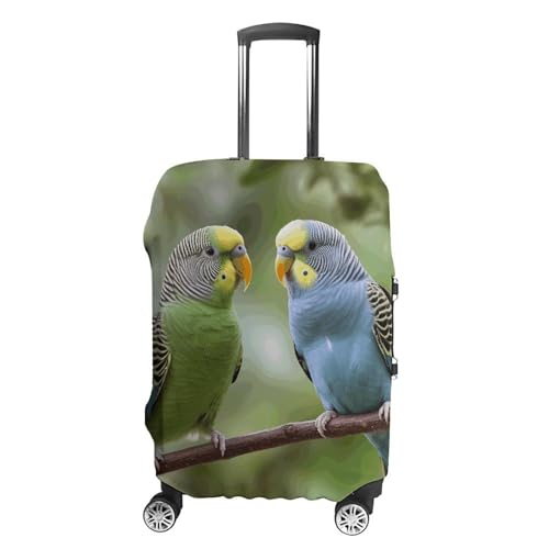 Blue And Green Parakeets Travel Luggage Cover Anti-scratch Suitcase Cover Elastic Suitcase Protective Cover Fits 19-32 Inch Luggage XL