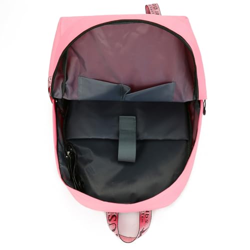 Image of ZJYJING Anime Backpack for School Laptop Backpack with USB Port, Casual Travel Casual Daypack for Teens Girls (Pink-T)