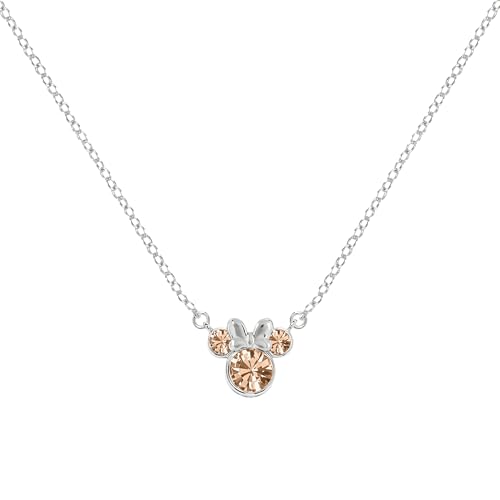 Collier Minnie Mouse argent 925 anti-ternissement avec pierre de naissance juin