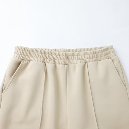 Girls Flare Pants with Pockets, Bootcut Style Stretch School Pants Oatmeal — view 5