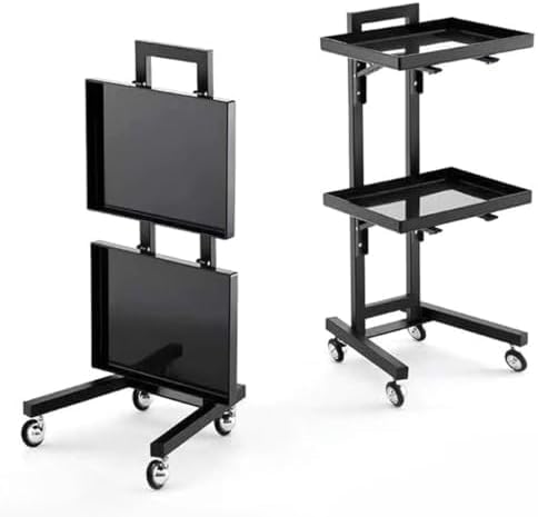 Carrito de salón de belleza, carrito de metal de 3 niveles con ruedas, soporte de almacenamiento y bandeja de acero inoxidable duradero, ideal para uso en salón y cocina