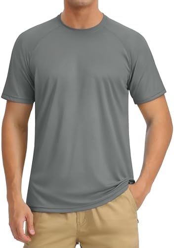 TACVASEN Men's Rashguard Shirts Short Sleeve UPF 50+ Sun Protection SPF T-Shirt Quick Dry Fishing Swim Athletic Tops