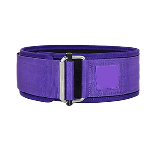 Cinturón de levantamiento de pesas para fitness, sentadillas, soporte lumbar ajustable, hebilla de metal, entrenamiento cruzado, gimnasio, levantamiento de fuerza (morado, L)