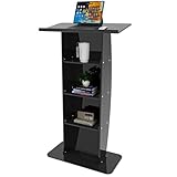 KSacry Acrylic Clear Black Podium Stand,Plexiglass Pulpits for Churches,Conference,Speeches,Weddings,Classroom,Professional Presentation Podiums