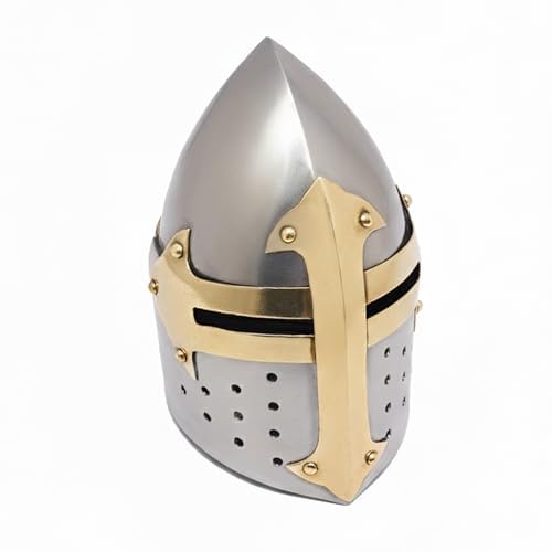 Lord of Battles Mini casco de armadura medieval de mano, réplica coleccionable de casco de caballero para decoración de escritorio, regalos y accesorios de cosplay, Pulido, Standard