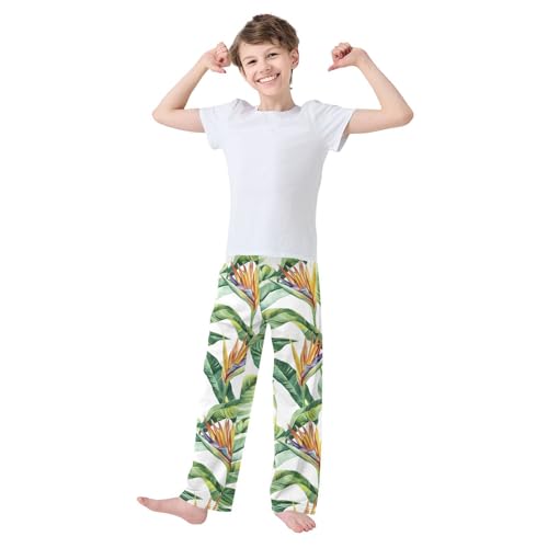 Tropical Palm Leaf Flower Pajama Pants Long Sleep Pant Soft PJ Bottoms Sleepwear2