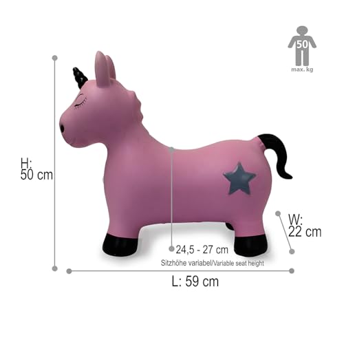 JAMARA 460453 H&uuml;pftier Einhorn HoppyDoo - Spielzeug f&uuml;r Kinder, H&uuml;pfspielzeug Baby Indoor/Outdoor, Geschenk f&uuml;r Kids, Gartenspielzeug, Bouncing, Pflegeleicht, BPA frei, mit Pumpe
