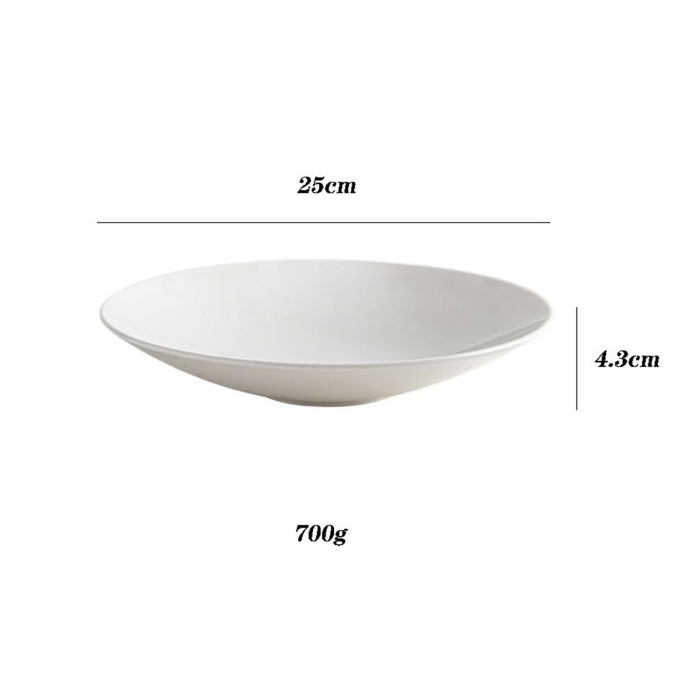 Talerze Obiadowe 8,2 cala/9 cali/9,8 cala Jasny luksusowy biały talerz ceramiczny wysokotemperaturowy Talerz do sałatek owocowych Talerz do serwowania komercyjnego(L)