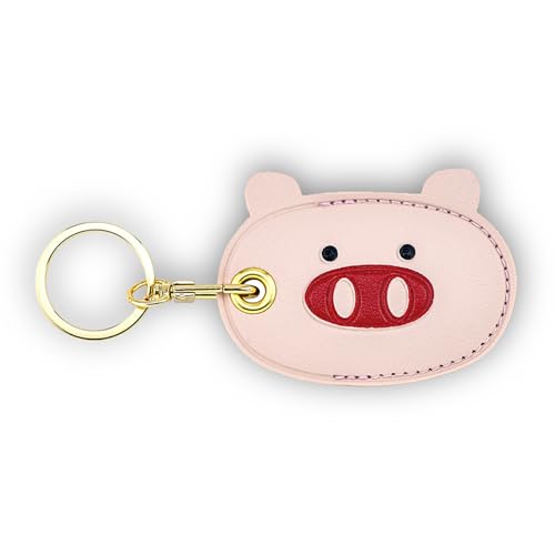 Image of Leather Keychain Case Holder Compatible with Apple AirTag, GPS Airtag Keychain Finder Tracker with Key Ring, Anti-Scratch Protective Air Tag Cover | Leather