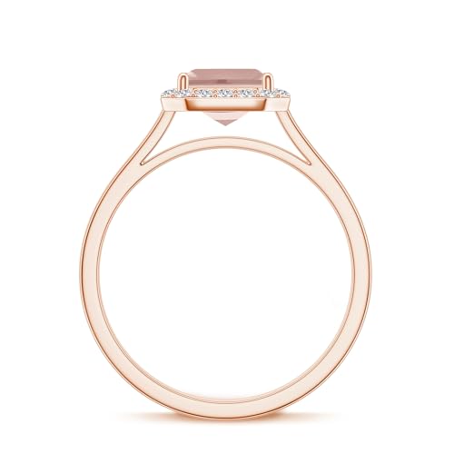 Natural Emerald Cut Morganite Halo Engagement Ring with Moissanite in Gold Plated/ 925 Sterling Silver| Birthstone, Birthday, Anniversary, Wedding Jewelry Gift for Women3