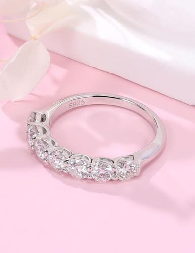 Ladylike Moissanite Wedding Band Half Eternity Bands 3.5MM D Color VVS1 Clarity 925 Sterling Silver Stackable Anniversary Engagement Promise Ring for Women Size 4-114
