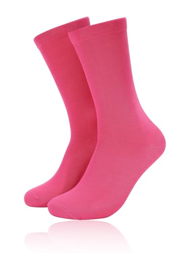 Forony Mens Dress Socks Size 8-13 Anti Odor Combed Cotton Fuchasia