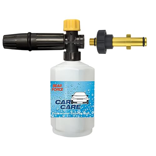 Boquilla de espuma de espuma para nieve para lavadora a presión con botella de 0,6 l y punta de 1,1 mm, compatible con limpiadores domésticos de alta presión Nilfisk y Stihl
