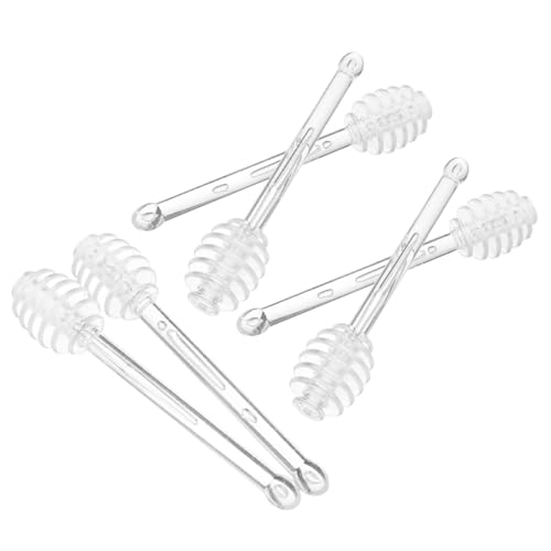 GARVALON 6 Piezas Palitos Miel Mezclador Transparente Cucharas Dosificadoras para Miel Jarabe y Mermelada Varillas Mezcladoras para Té y Postres Ligeras y Fáciles de Limpiar Reutilizable