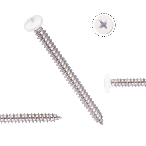 Venforze Wood Screws White Head, 100 PCS Pan Head Stainless Steel Phillips 8X2, Stainless Steel 304 Screw, Home Screw Kit