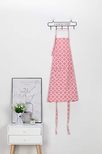 Lessmo Kitchen Cooking Aprons With 3 Pockets For Men Women - Cotton Adjustable Professional Grade Chef Apron For Kitchen, Bbq & Grill (Pink) #TOP6