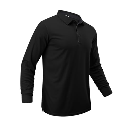 DEHORU Men Polo Shirts Long Sleeve Moisture Wicking Dry Fit