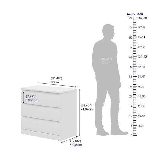 Image of Wakefit Engineered Wood Chest of Drawer | 1 Year Warranty | 3 Drawer Storage Organizer for Bed & Living Room | Centaur - Frosty White