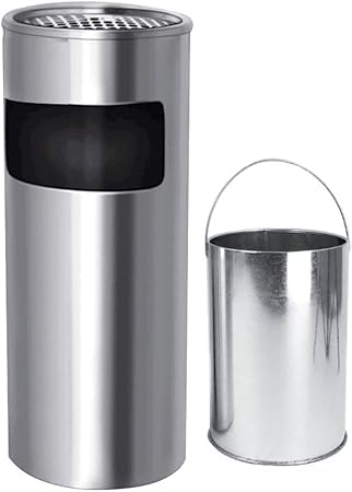 Modern Minimalist Stainless Steel Outdoor Trash Can - Hotel Lobby KTV Large Cylindrical Square Waste Recycling Bin Dustbin