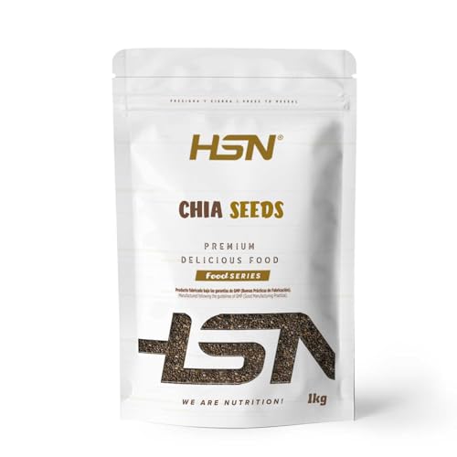 HSN Semillas de Chía (Salvia hispanica) | 1Kg | 100% Natural 0% Añadidos | Sin Procesamiento | No Incluye Dosificador | No GMO, Vegano, Sin Gluten