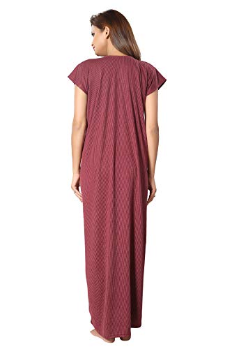 Image of Fabme Women's Polycotton Nursing Nightgown - Concealed Zip, Long, Textured Nighty for Maternity, Feeding
