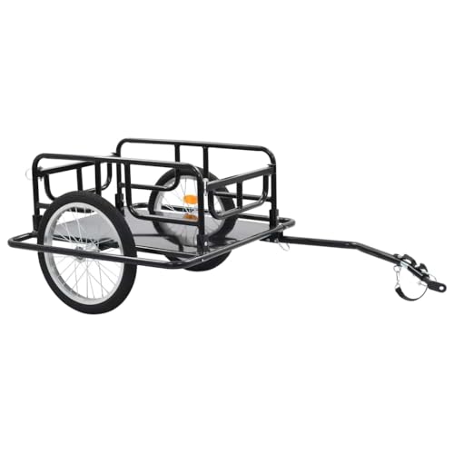 vidaXL Bike Trailer Bicycle Trailer for Luggage Plant Tool Grocery Bike Wagon for Carrying Groceries Bicycle Cart Luggage Trailer Steel Black