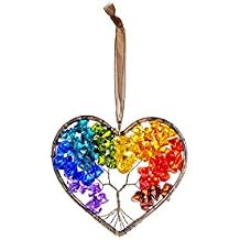 Ganz ACRY-775 Hanging Ornament, 3-inch Width, Acrylic Heart Rainbow Tree of Life