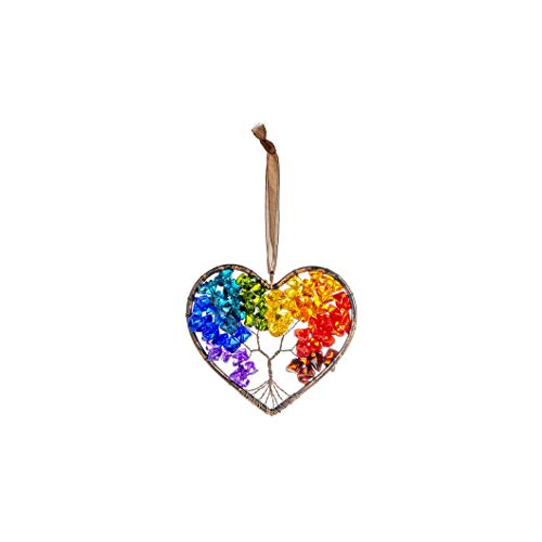 Ganz Acry-775 Hanging Ornament, 3-Inch Width, Acrylic (Heart Rainbow Tree Of Life) #TOP28