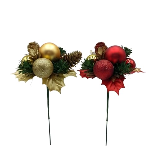 Image of Crackles Christmas Cherry Apple Pine Decoration | Artificial Xmas Ornaments for Tree, Wreath, Gifts & Home Decor | Festive Decorative Accessories (multicolor) Pack of 1