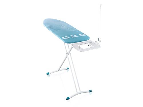 Leifheit Tabla de Planchar Plegable AirBoard Express L Solid MAXX, Tabla de Planchado de 130×45cm con Funda Perforada de algodón para Flujo de Vapor, Mesa de Planchar con Altura Ajustable hasta 100cm