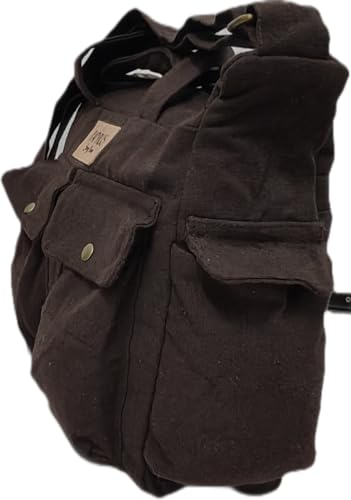 Image of ROUGH Canvas Cotton messenger bag.15'' Lap top. Large size 36x27x11 cm(12Ltr) Metal zipper closure. Allround pockets. Vintage look. Antique fittings.Sustainable
