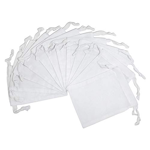 Prime Line Packaging 5x7 12 Pack White Drawstring Bags, Little Gift Bags, Small Cotton Bags Cloth Pouch for Gifts, Jewelry, Wedding, Christmas, Bulk